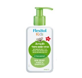 Flexitol Kids תרחיץ ושמפו טיפולי 2 ב - 1 אל סבון לטיפול בעור מגורה, יבש ומגרד מגיל 0 - 210 מ&#39;&#39;ל